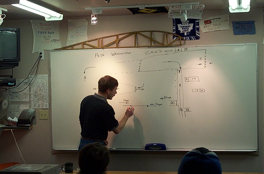 Peter Waddington teaching Circuit Procedures in Private Pilot Groundschool. Langley Flying School.
